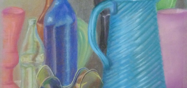 Bottles #1, Conte Crayon, 24" x 18"